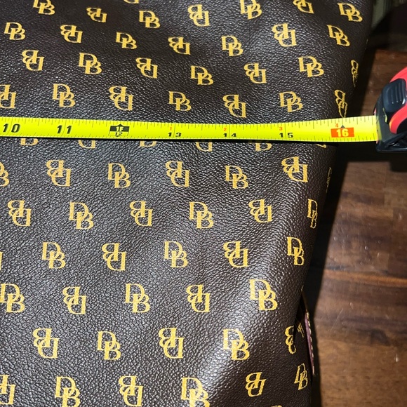 Dooney & Bourke Signature Brown Logo Leather Strap Shoulder Purse Tote - Picture 11 of 16